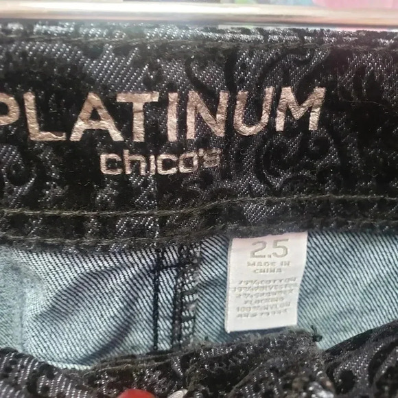 Chico's Black Jeans with Velvet Pattern - Picture 4 of 4